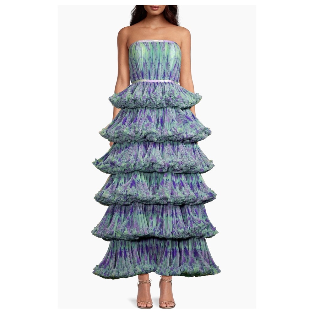 Hutch Giada Strapless Green and Purple Layered Dress